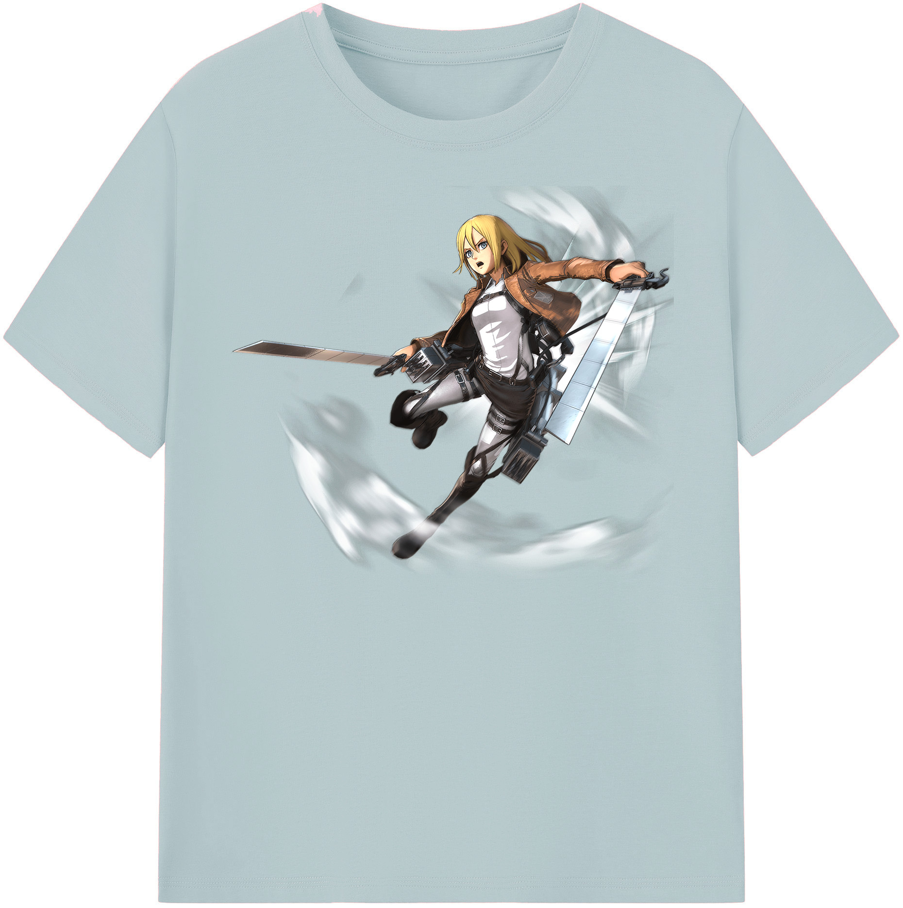 （画像用） 進撃の巨人 クリスタ·レンズ Attack on Titan Christa Lenz 綿100％半袖Tシャツ（フロントプリント）